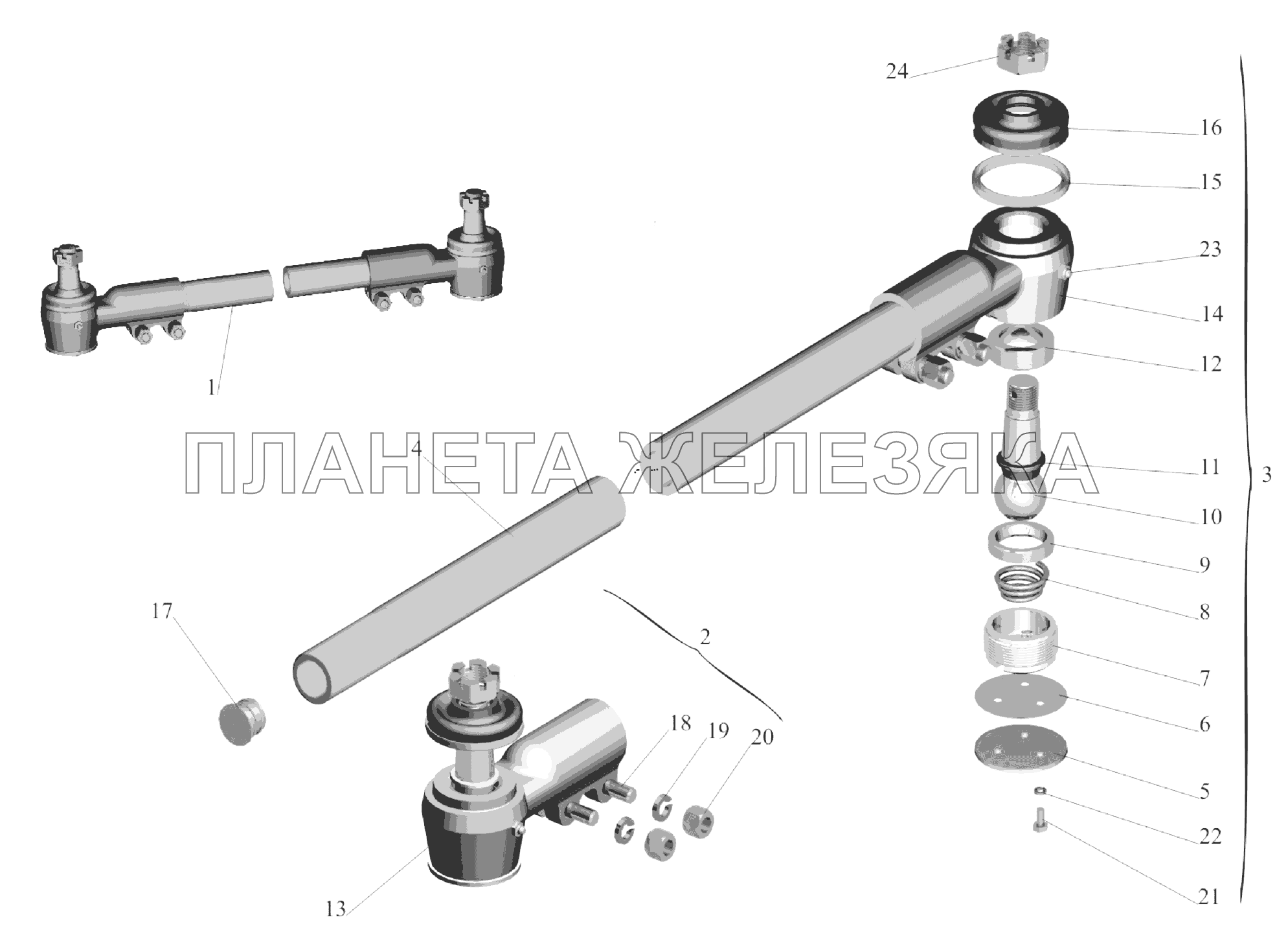 Тяга поперечная рулевая 64221-3003052-10 МАЗ-6303A3, 6303A5